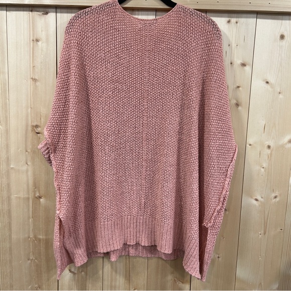 She + Sky Beachy Mauve Open Knit V-Neck Oversized Tunic Sweater – One Size - Picture 3 of 5